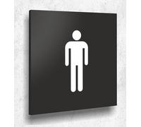 Targa per porta WC da uomo, colore nero opaco, stampa UV, 12 x 12 cm, 3 mm, prodotto in Germania, art. A 2140