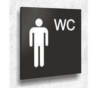 Targa per porta WC da uomo, colore nero opaco, stampa UV, 12 x 12 cm, 3 mm, prodotto in Germania, art. n. A 2011