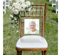 Targa per Sedia Riservata al Matrimonio - Ricordo Commemorativo in Acrilico con Foto Personalizzata, Regalo Emozionale per Chi Non Può Esserci (Stile 1)