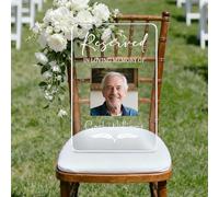 Targa per Sedia Riservata al Matrimonio - Ricordo Commemorativo in Acrilico con Foto Personalizzata, Regalo Emozionale per Chi Non Può Esserci (Stile 4)