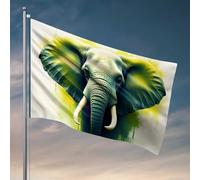 Targa per stanza universitaria Elephant Majesty: una bandiera colorata con ritratto di uomo, accessori e decorazione divertente per esterni (30 x 45 cm)