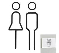 Targa per WC, autoadesiva, moderna, per uomini e donne, ospiti, in acrilico, per hotel, ristorante, ufficio e aree pubbliche (nero, 18 cm)