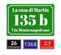 Targa Personalizzabile per Numero Civico, Alluminio, Disponibile in Vari Colori, Stile Italiano