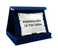Targa Personalizzata con Astuccio in Velluto Blu - per Laurea, Premio, Pensionamento e Riconoscimento - Stile Classico o Pergamena
