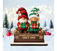 Targa personalizzata con gnomo che cresce insieme con nome personalizzato, ornamento da scrivania, coppia di anziani, cartello in legno, regalo di anniversario di matrimonio per coppie, nonni, marito