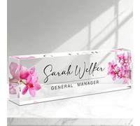 Targa Personalizzata con Nome per Scrivania, Decorazione Ufficio Personalizzata per Donna - Targa con Nome della Scrivania Acrilica, Regalo di Natale Personalizzato per Donna, Regalo Collega Donna-A01