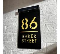 Targa Personalizzata Con Numero Civico Con Luce Solare A LED, Targa Con Indirizzo Illuminato Impermeabile Taglio Acrilico 3D Con Nome Della Strada, Perfetta For Il Giardino Dell'ufficio(18x32cm)