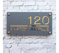 Targa personalizzata con numero civico e indirizzo stradale, moderna targa con nome per porta, placca da parete esterna in acrilico Argento [30*15cm /12*6in],Argento [40*20cm /16*8in],Argento [20*10cm