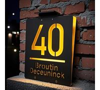 Targa Personalizzata Con Numero Civico Moderna A Energia Solare - Targa In Acrilico Incisa In 3D Personalizzata Illuminata Per Giardino, Strada E Casa | 6 Colori | Illuminata A LED(24x28cm)