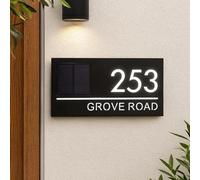 Targa Personalizzata Con Numero Civico Solare Per Esterni, Targa Moderna Personalizzata Con Luce LED, Marchio Porta Illuminata Impermeabile Per Giardino, Cortile O Casa
