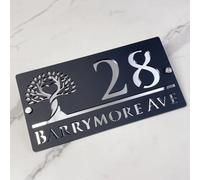 Targa Personalizzata Con Numero Civico - Targa In Acrilico Con Carattere Moderno Personalizzato, Targhetta Esterna For Casa, Cancello O Muro, Regalo For L'inaugurazione Della Casa(Black-Silver)