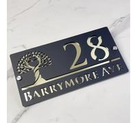 Targa Personalizzata Con Numero Civico - Targa In Acrilico Con Carattere Moderno Personalizzato, Targhetta Esterna For Casa, Cancello O Muro, Regalo For L'inaugurazione Della Casa(Black-Gold)