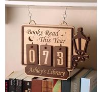 Targa Personalizzata In Legno Con Indicatore Di Lettura Dei Libri, Cartello Da Bancone Con I Libri Letti Quest'anno, Decorazione Per Libreria, Regalo Per Amanti Dei Libri, Insegnanti E Studenti