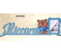 TARGA PERSONALIZZATA NEL COLORE E NOME PORTAFOTO CORNICE CM 55x15 CELESTE ORSETT