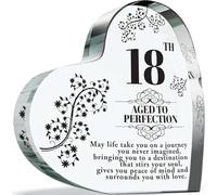 Targa personalizzata per il 18° compleanno, regalo per donne e uomini, invecchiato alla perfezione, in acrilico, a forma di cuore, regalo per 18 anni, donna, uomo, lei, 85 mm x 85 mm, regalo per amici