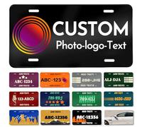 Targa personalizzata per la parte anteriore dell'auto Personalizzata, Aggiungi le tue personalizzate Testo, Immagine, Foto, Logo Art Etichette per auto personalizzate in metallo e alluminio da 15x30cm