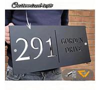 Targa personalizzata per numero civico in acrilico - Placca indirizzo personalizzata 3D cava nero e oro, adatta per residenze, appartamenti, negozi | Carattere moderno, impermeabile e resistente ai ra