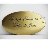 TARGA PORTA OTTONE TARGHE FUORIPORTA FUORI PORTA OTTONE BOMBATA ORO LUCIDO 07 (2