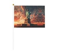 Targa portatile stampata con statua della libertà a New York, bandiera leggera su entrambi i lati per installazione istantanea e ad alto impatto