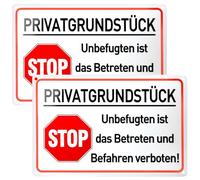 Targa privata in metallo riflettente: WANDGU 2 pezzi in alluminio Attenzione privata targa con autoadesivi e 4 fori, 20 x 30 cm, targa vietata alluminio, metallo, riflettente, resistente ai raggi UV