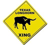 Targa quadrata in metallo, 30,5 x 30,5 cm, Texas Longhorn Crossing, in alluminio, 30,5 x 30,5 cm