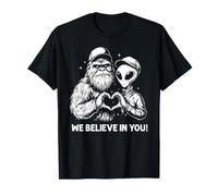 Targa retrò Bigfoot Sasquatch Alien Believe in You Love Hand Sign Maglietta