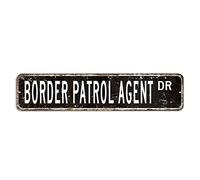 Targa retrò in latta con scritta "Border Patrol Agent", facile da montare, per uso interno o esterno, per ufficio, negozio, portico, decorazione da parete, 10,2 x 45,7 cm