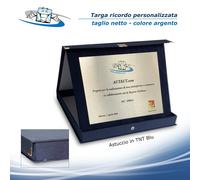 Targa ricordo con stampa personalizzata Astuccio Blu o Rosso in Velluto o TNT