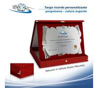 Targa ricordo con stampa personalizzata Astuccio Blu o Rosso in Velluto o TNT