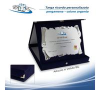 Targa ricordo con stampa personalizzata Astuccio Blu o Rosso in Velluto o TNT