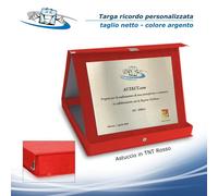 Targa ricordo con stampa personalizzata Astuccio Blu o Rosso in Velluto o TNT
