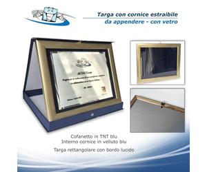 Targa ricordo personalizzata con cornice legno 28x23cm estraibile da appendere