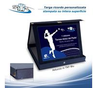 Targa ricordo personalizzata intera superficie astuccio Blu/Rosso in Velluto/TNT