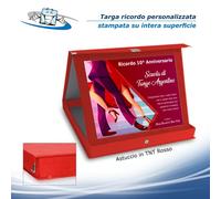 Targa ricordo personalizzata intera superficie astuccio Blu/Rosso in Velluto/TNT