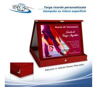 Targa ricordo personalizzata intera superficie astuccio Blu/Rosso in Velluto/TNT