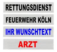 Targa riflettente per la schiena, colore argento opaco, riflettente, con testo a scelta, 38 x 8 cm, 42 x 8 cm, 30 x 5 cm, testo desiderato personalizzato come servizio di soccorso, ecc. (40 x 8 cm)