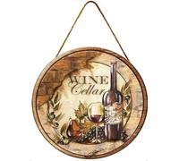 Targa rotonda in legno per cantina di vino, decorazione da parete, decorazione da parete, stile rustico, diametro 30,5 cm