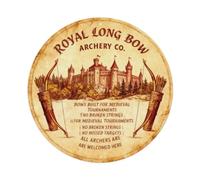 Targa rotonda in metallo con scritta "Medieval Manuscript Archery Club"