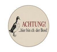 Targa rotonda in metallo vintage con scritta "Duck Warning Boss Statement Circle", per bar, pub, decorazione da parete per casa, poster in metallo, 20 x 20 cm