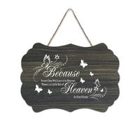 Targa rustica in legno con citazione "Because Some One We Love Is in Heaven, There's A Little Bit of Heaven in Our Home" (lingua italiana non garantita), decorazione da parete per soggiorno, camera da