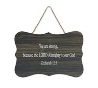 Targa rustica in legno con scritta in inglese "We Are Strong, Because The Lord Almighty Is Our God", decorazione da parete per soggiorno, camera da letto, porta, finestra, casa, regali di