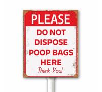 Targa rustica in metallo con scritta in inglese "Please Do Not Dispose Poop Bags Here", per cortile, con scritta in lingua inglese "No Pet Waste Sign, No Dog Poop in This Trash Bind", targa in