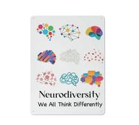 Targa rustica in metallo con scritta "MentalEducation" e "Neurodiversity We All Think Differently" (Tutti pensiamo in modo diverso), decorazione murale vintage per aula, asilo nido, studio del terapi