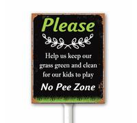 Targa rustica in metallo con scritta "No Pee Zone Kids Play", per cortile con paletto, Keep Off Grass or Lawn Crub Your Dog Be a Good Neighbor No Pets Here, in alluminio resistente, antiruggine, 20 x