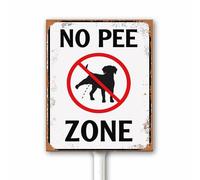 Targa rustica in metallo con scritta "No Pee Zone", per cortile con paletto, per tenere lontano l'erba o il prato, regalo per il proprietario del cane, targa in alluminio resistente, resistente allo