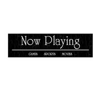 Targa rustica in metallo con scritta "Now Playing Family", per sala cinema, teatro, casa, ufficio, casa, cucina, soggiorno, camera da letto, 10 x 40 cm