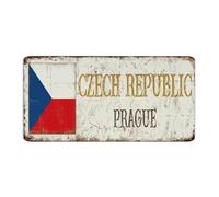 Targa rustica in metallo per esterni, Repubblica Ceca, Praga, decorazione per la stanza degli uomini, cartelli per garage, cancelli, recinzioni, giardino, campagna, souvenir, poster artistico