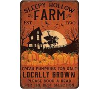 Targa rustica retrò in metallo con scritta "Sleepy Hollow Farm", targa in metallo vintage, per bar, pub, club, caffetteria, decorazione per la casa, decorazione da parete per soggiorno, 30,5 x 40,6 cm