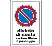 Targa Segnaletica Divieto Sosta Passo Libero Pp 20 x 30 cm 10 Pezzi