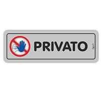 Targa segnaletica PRIVATO adesiva in PVC resistente (5x15) colore grigio